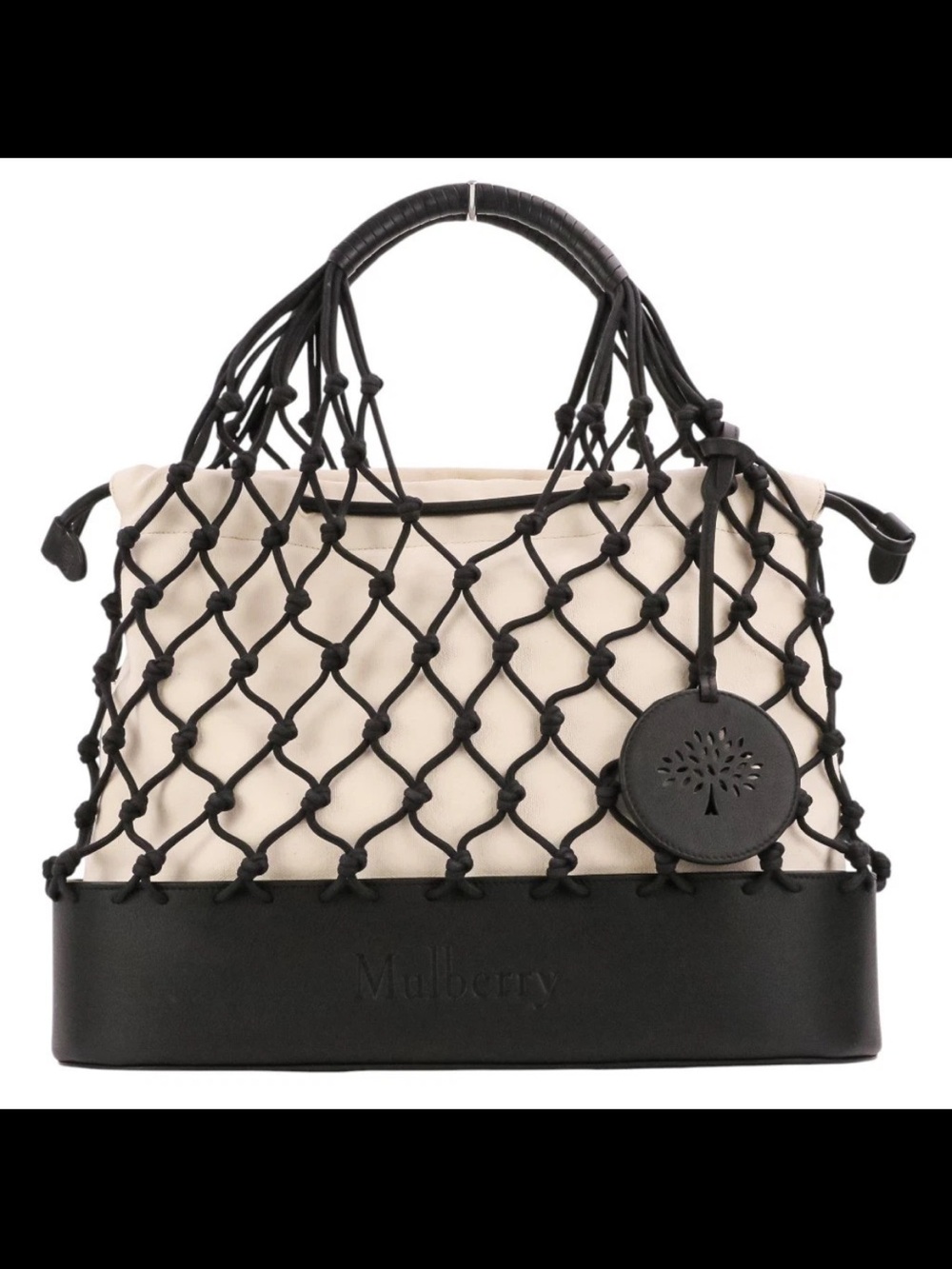 Mulberry Black and Cream Knotted Net Tote